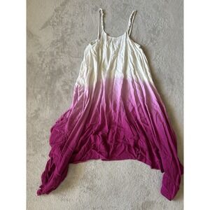 Anna and Ava Women's OS Sleeveless Nightgown Handkerchief Hem Ombré White Pink